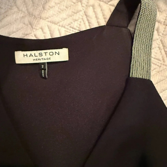 NEW Black with Silver Rhinestone Evening Gown with Cut Outs, Halston, US 2 - Picture 7 of 7